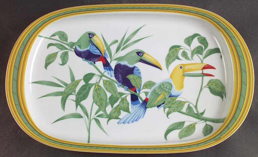 Toucans (Birds) 15" Oval Serving Platter by Hermes-1