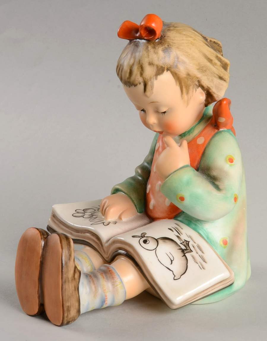 Bookworm-Bookend-Boy-Girl Single & Pairs Tm5-Book Worm-Girl - No Box by M.I. Hummel-1