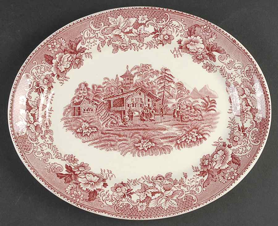 Avon Cottage Pink 12" Oval Serving Platter by Thomas Hughes & Sons-1