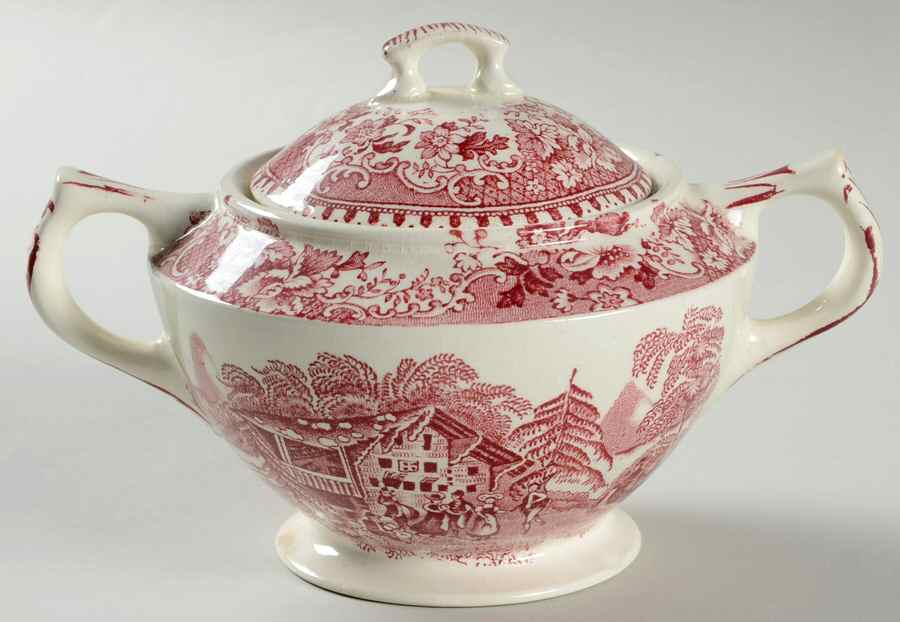 Avon Cottage Pink Sugar Bowl & Lid by Thomas Hughes & Sons-1