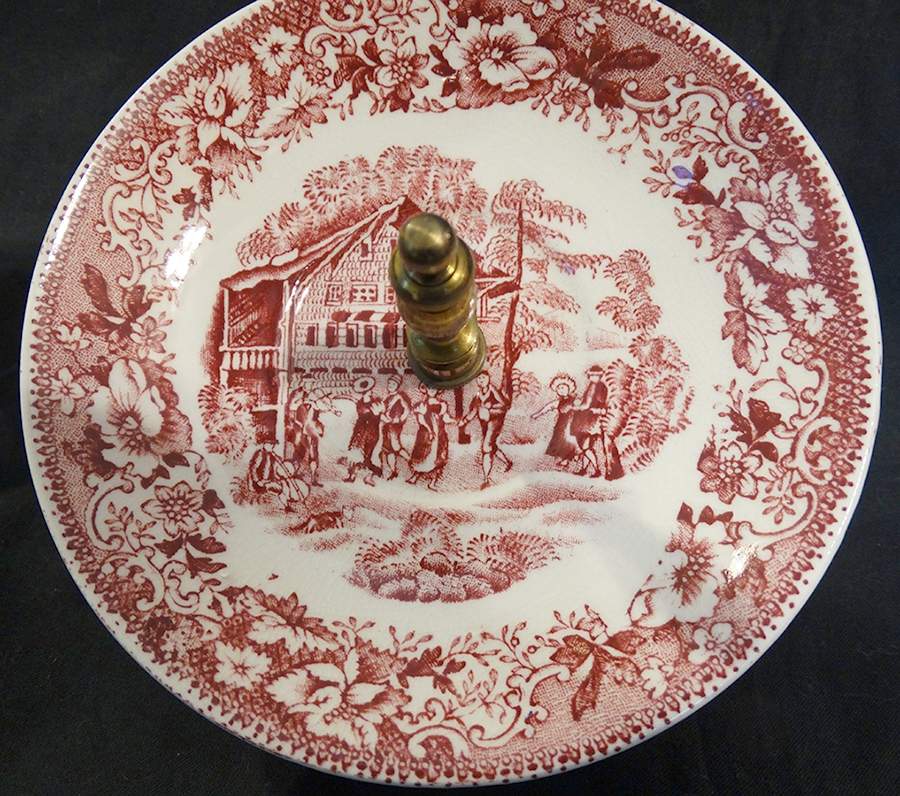 Avon Cottage Pink Bon Bon with Center Handle by Thomas Hughes & Sons-1