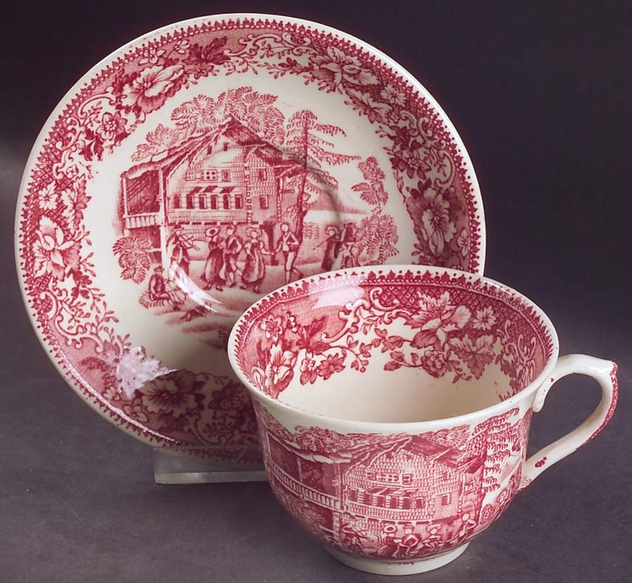 Avon Cottage Pink Flat Cup & Saucer Set by Thomas Hughes & Sons-1