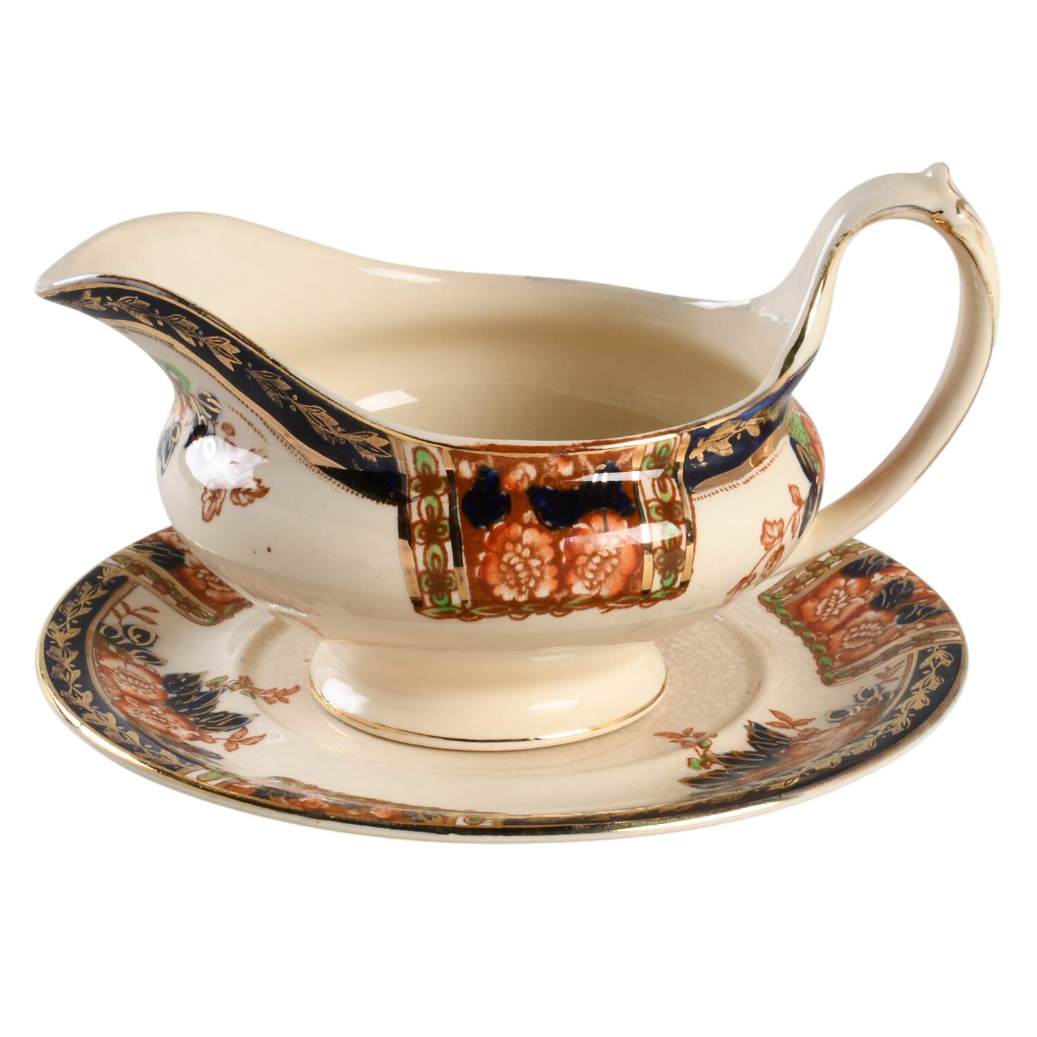 Windsor Derby Gravy Boat & Underplate by Thomas Hughes & Sons-1