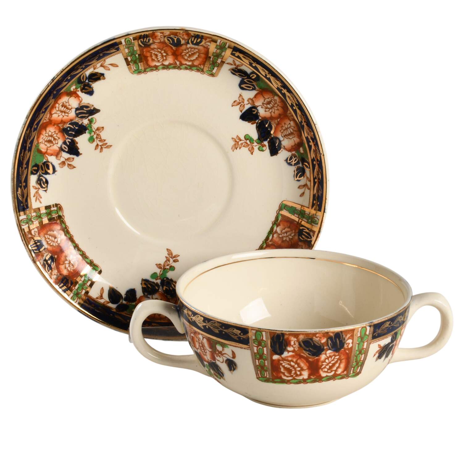 Windsor Derby Flat Cream Soup Bowl & Saucer Set by Thomas Hughes & Sons-1