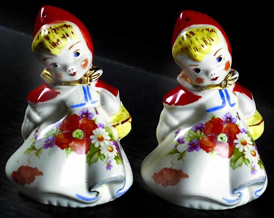 Little Red Riding Hood Tall Salt & Pepper Set by Hull-1