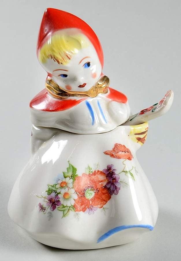 Little Red Riding Hood Mustard Jar & Lid with Spoon by Hull-1