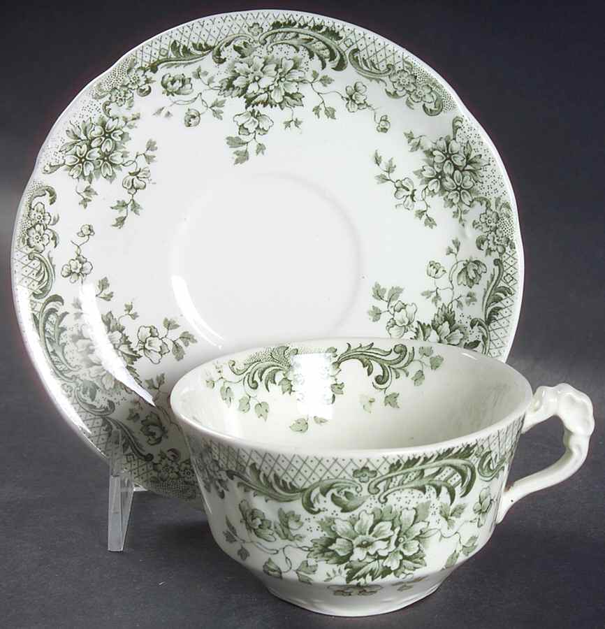 Maine Green Flat Cup & Saucer Set by Wm Hulme-1