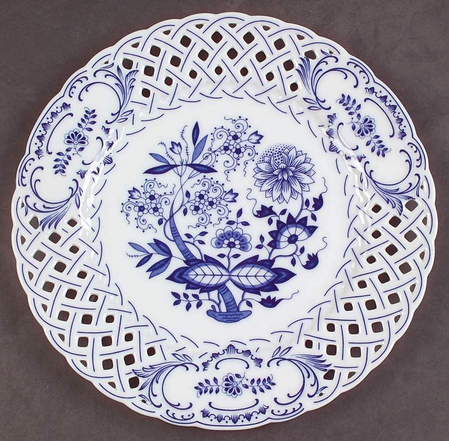 Blue Onion Pierced Edge Dinner Plate by Hutschenreuther-1