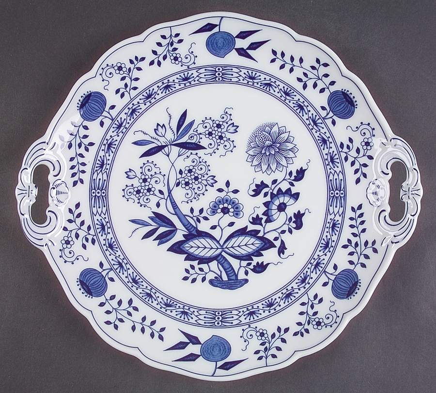 Blue Onion Handled Cake Plate by Hutschenreuther-1