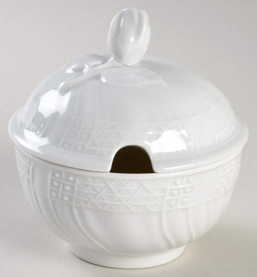 Dresden All White Sugar Bowl & Lid by Hutschenreuther-1