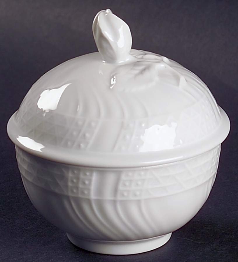 Dresden All White Sugar Bowl & Lid by Hutschenreuther-1