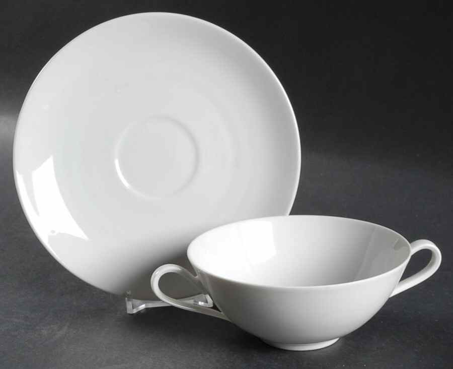 Favorit (Undecorated) Flat Cream Soup Bowl & Saucer Set by Hutschenreuther-1