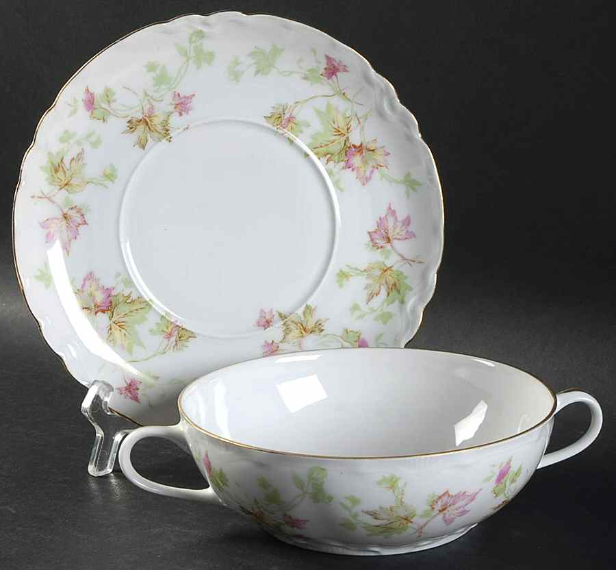 Maple Leaf (Scalloped) Flat Cream Soup Bowl & Saucer Set by Hutschenreuther-1