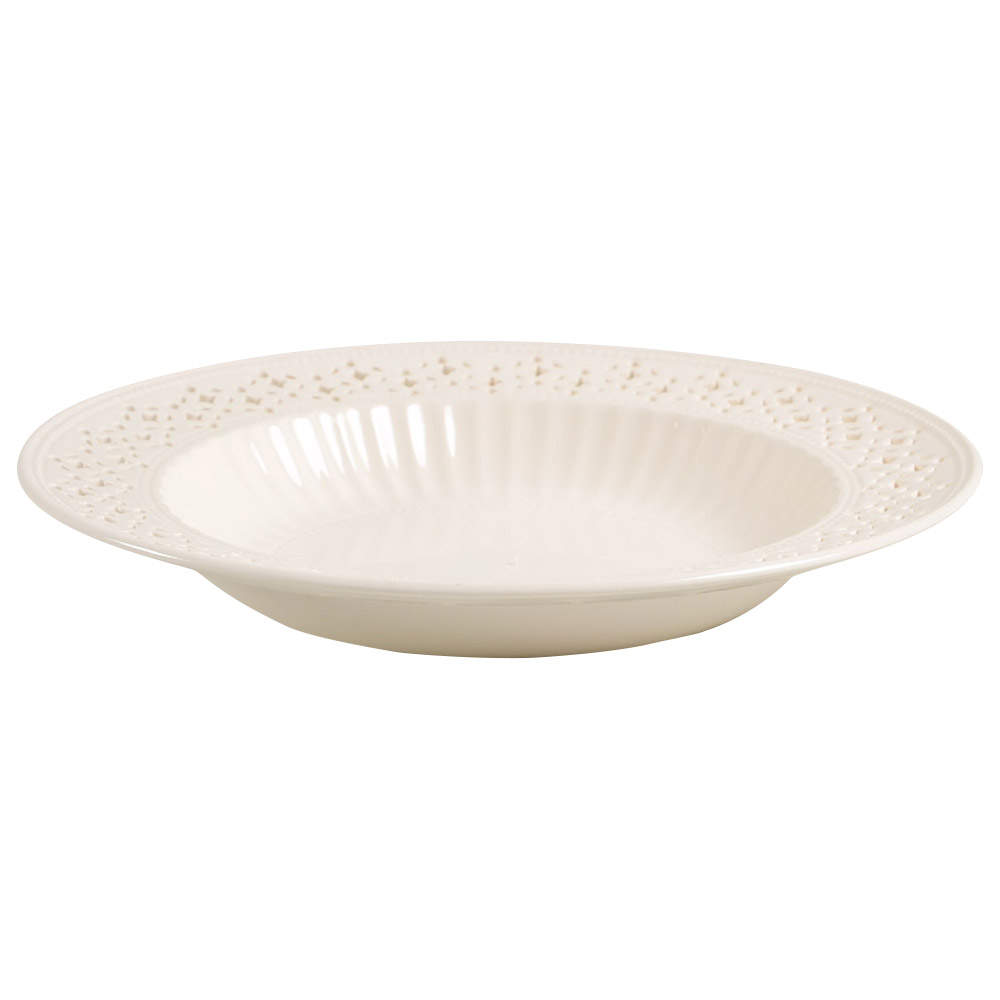 Creamware Pierced Large Rim Soup Bowl by Hartley Greens-1