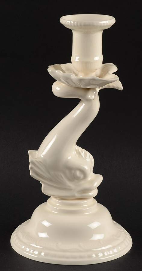 Creamware Pierced Dolphin Candlestick by Hartley Greens-1