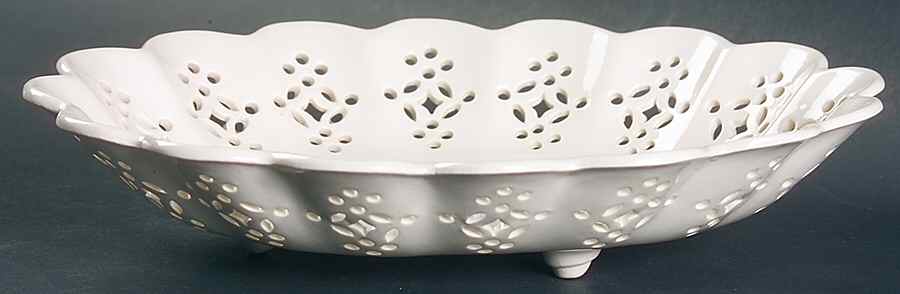 Creamware Pierced Pierced Oval Dish by Hartley Greens-1