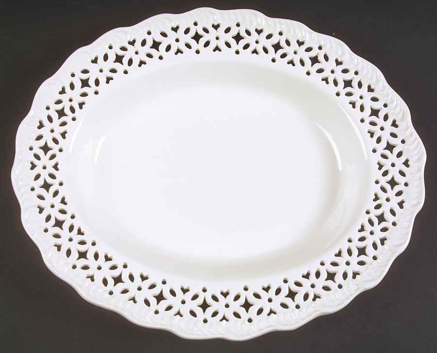 Creamware Pierced 10" Oval Serving Platter by Hartley Greens-1