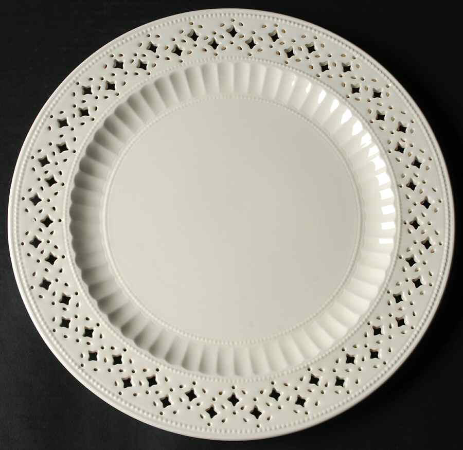 Creamware Pierced 12" Chop Plate (Round Platter) by Hartley Greens-1