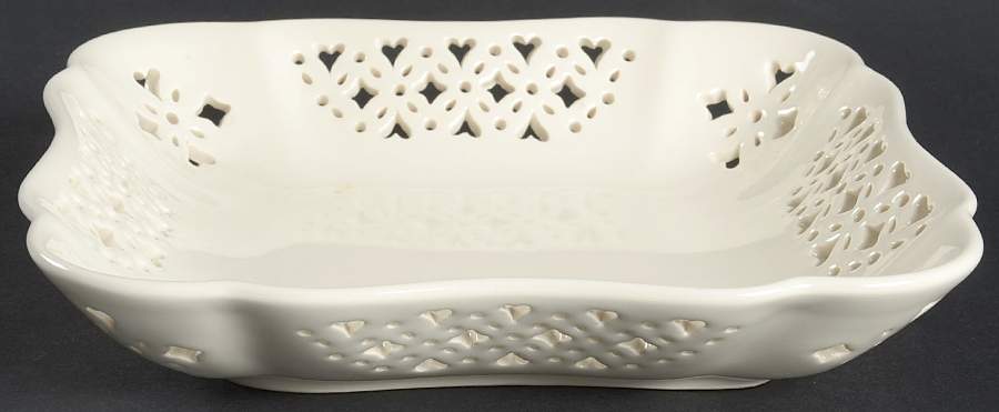Creamware Pierced 8" Square Tray by Hartley Greens-1