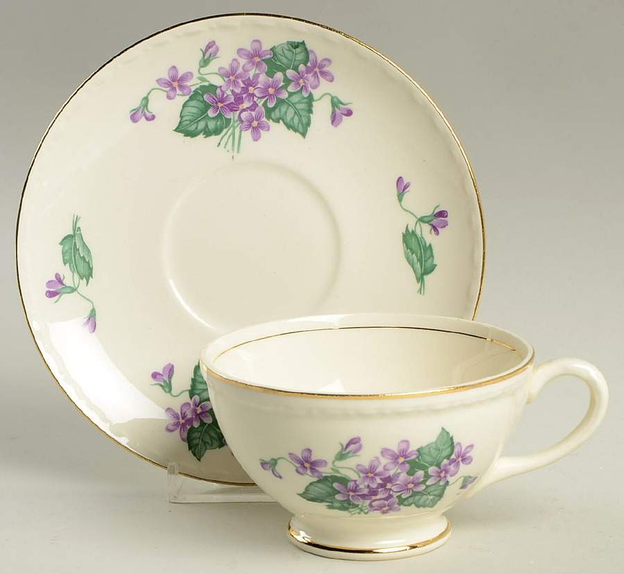 Nosegay Footed Cup & Saucer Set by Homer Laughlin -1