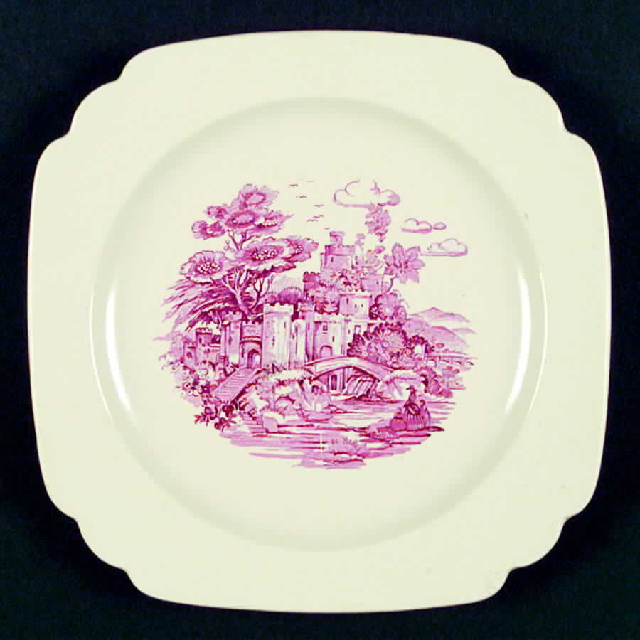 Old English Scene Square Dinner Plate by Homer Laughlin -1
