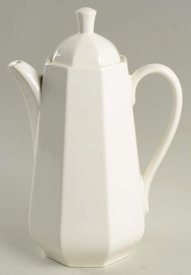 Heritance White Coffee Pot & Lid by Harker-1