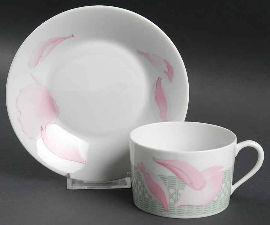Les Pivoines White Flat Cup & Saucer Set by Hermes-1