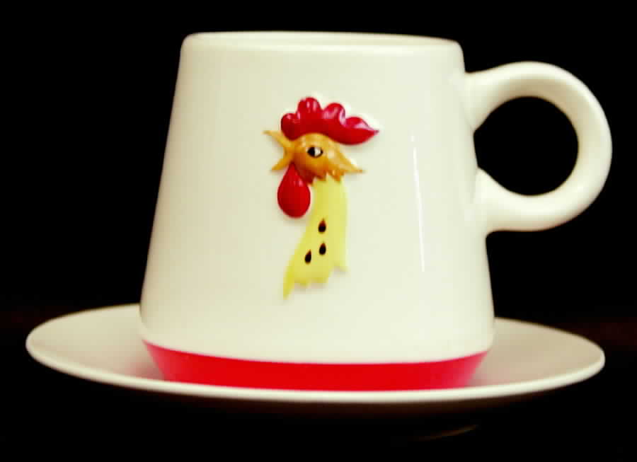 Coq Rouge Flat Cup & Saucer Set by Howard Holt-1