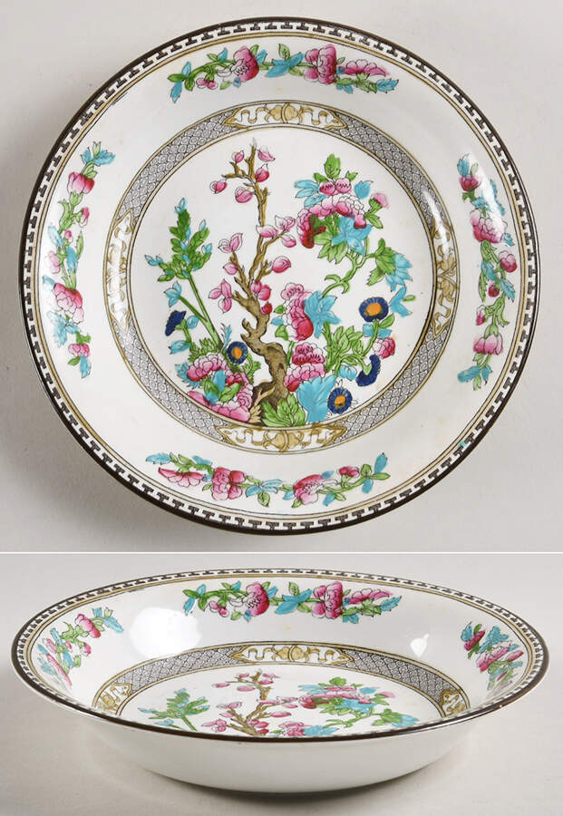 Indian Tree (Smooth, Green) Coupe Soup Bowl by Sampson Hancock & Sons-1