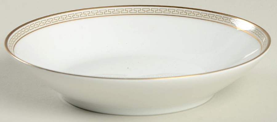 Greek Key Gray (Gold Trim) Fruit/Dessert (Sauce) Bowl by Heinrich - H&C-1