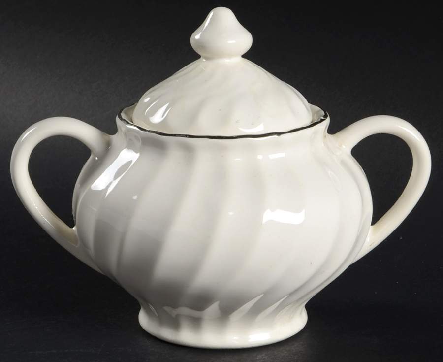 Silver Swirl Sugar Bowl & Lid by Homer Laughlin -1