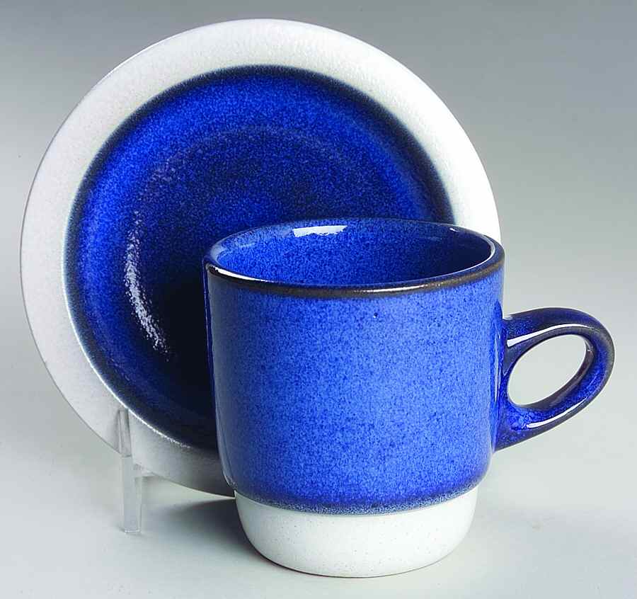 Opal Blue (Rim Shape) Flat Cup & Saucer Set by Heath-1