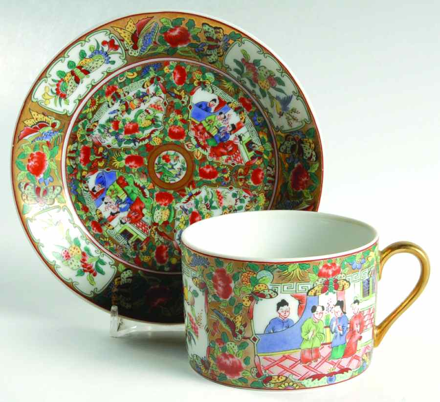 Canton Rose Design Flat Cup & Saucer Set by Hong Horizons-1
