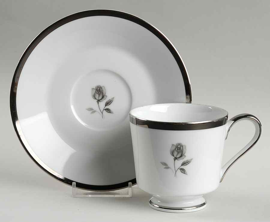 Midnight Rose Footed Cup & Saucer Set by Hope Chest-1