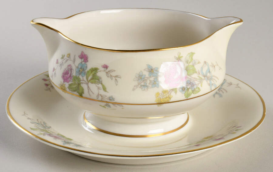 H895 Gravy Boat with Attached Underplate by Haviland-1