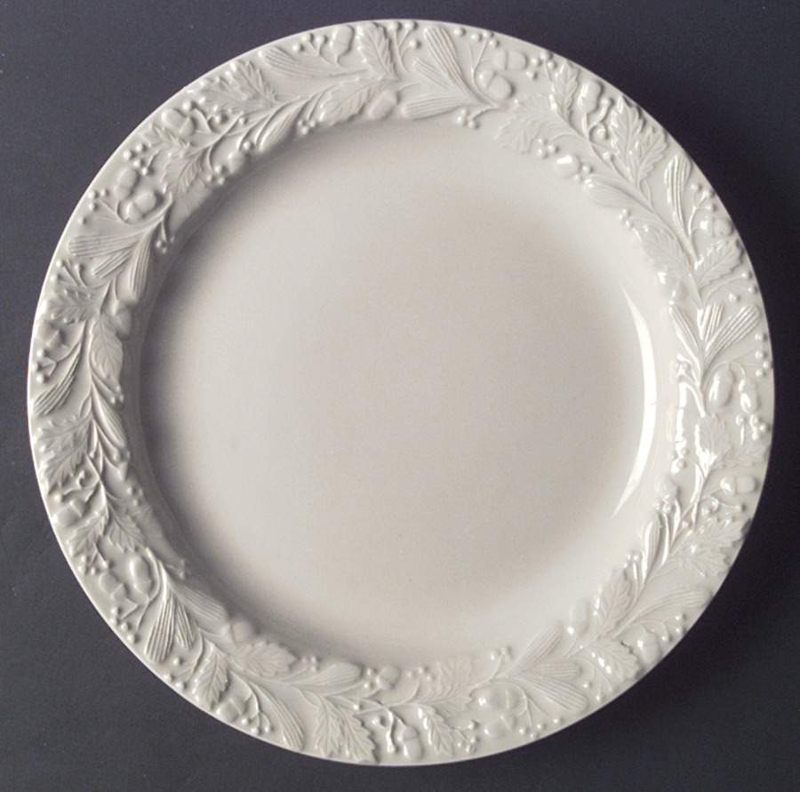 White Relief Dinner Plate by Hartstone-1