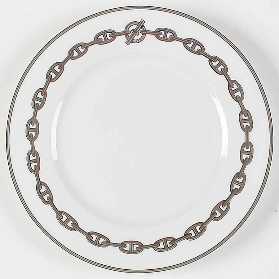 Chaine D'Ancre Gray (Platinum Trim) Salad/Dessert Plate by Hermes-1