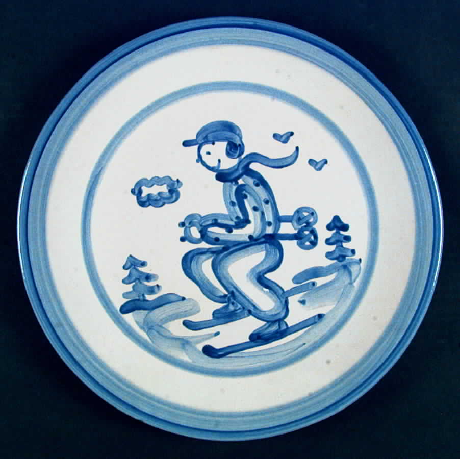 Skier Dinner Plate by M A Hadley-1