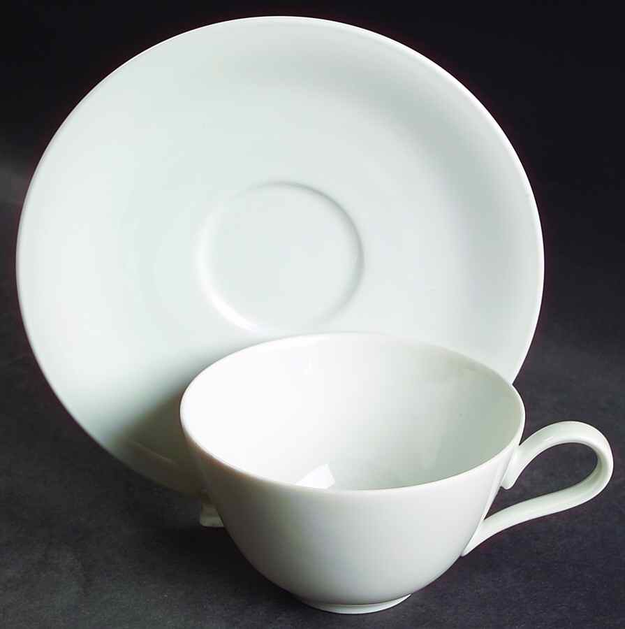 Anmut White Flat Cup & Saucer Set by Heinrich - H&C-1