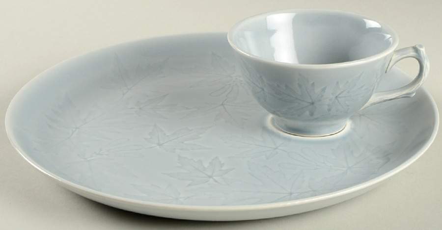 Woodsong Gray Snack Plate & Reg Fl Cup by Harker-1