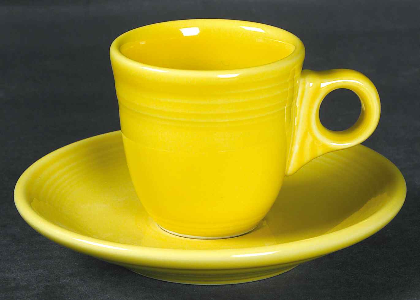 Fiesta Sunflower (Intro 2001) Flat Demitasse Cup & Saucer Set by Homer Laughlin -1