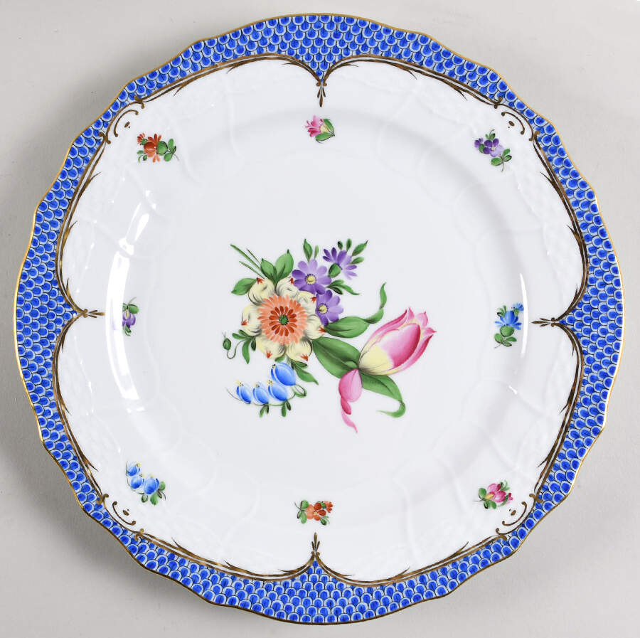 Printemps Blue Border Service Plate (Charger) by Herend-1