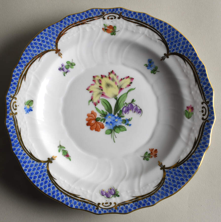 Printemps Blue Border Salad Plate by Herend-1