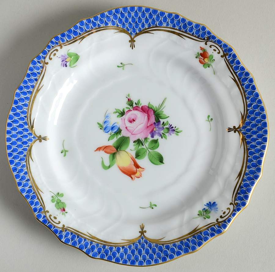 Printemps Blue Border Bread & Butter Plate by Herend-1