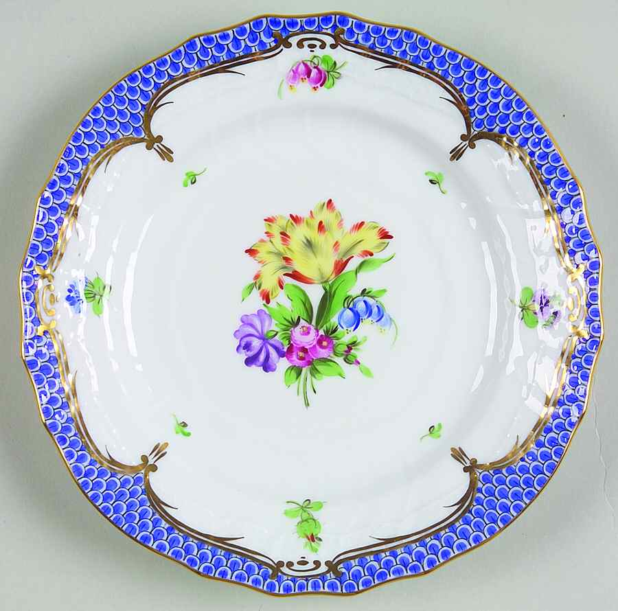 Printemps Blue Border Bread & Butter Plate by Herend-1
