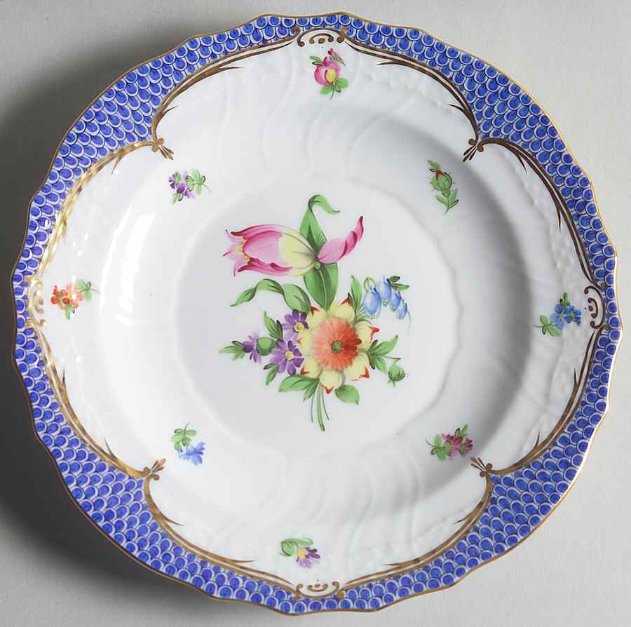 Printemps Blue Border Salad Plate by Herend-1