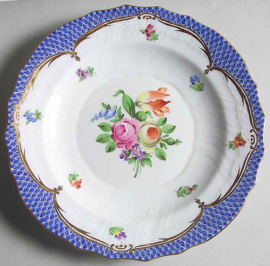Printemps Blue Border Salad Plate by Herend-1