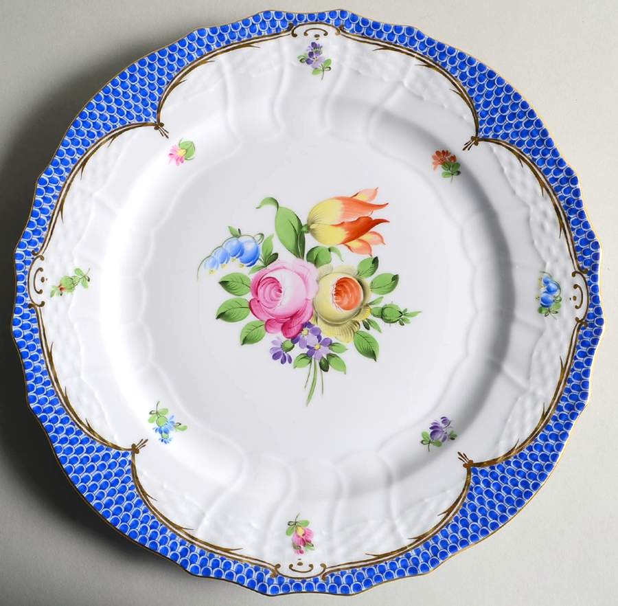 Printemps Blue Border Service Plate (Charger) by Herend-1