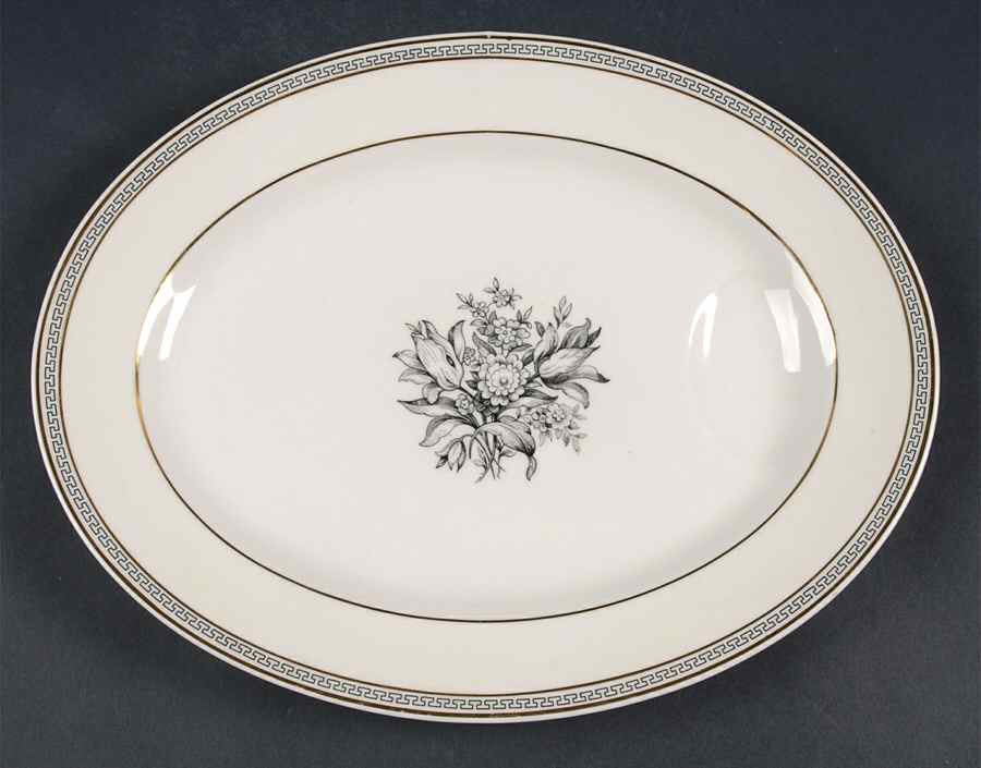 Greek Key 11" Oval Serving Platter by Haviland-1