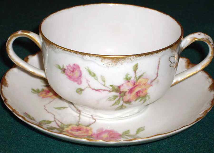 Schleiger 1151c Flat Cream Soup Bowl & Saucer Set by Haviland-1